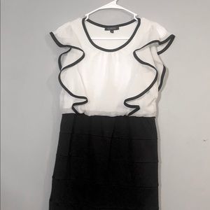 Short black and white formal dress.